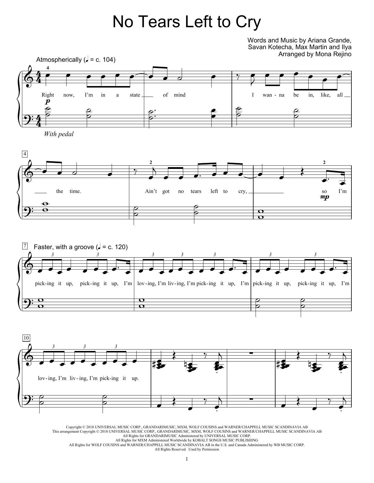 Ariana Grande No Tears Left To Cry (arr. Mona Rejino) Sheet Music Notes & Chords for Educational Piano - Download or Print PDF
