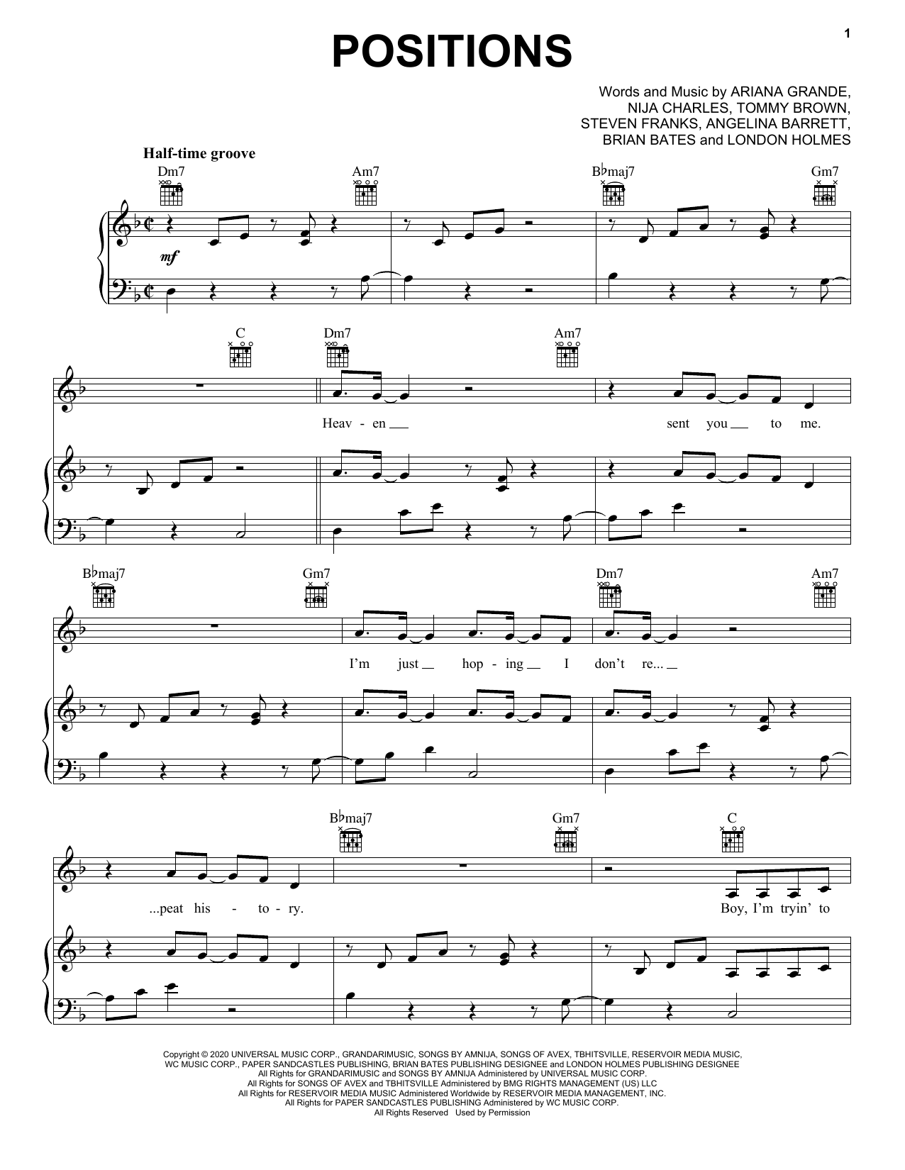 Ariana Grande positions Sheet Music Notes & Chords for Ukulele - Download or Print PDF