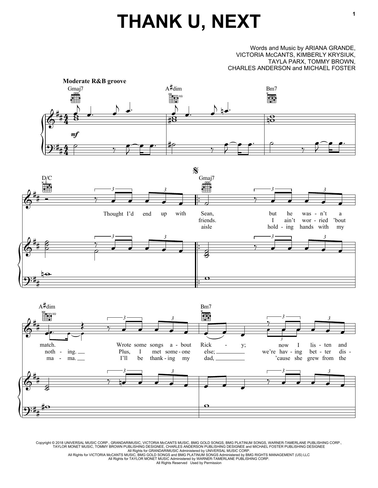 Ariana Grande thank u, next Sheet Music Notes & Chords for Easy Piano - Download or Print PDF