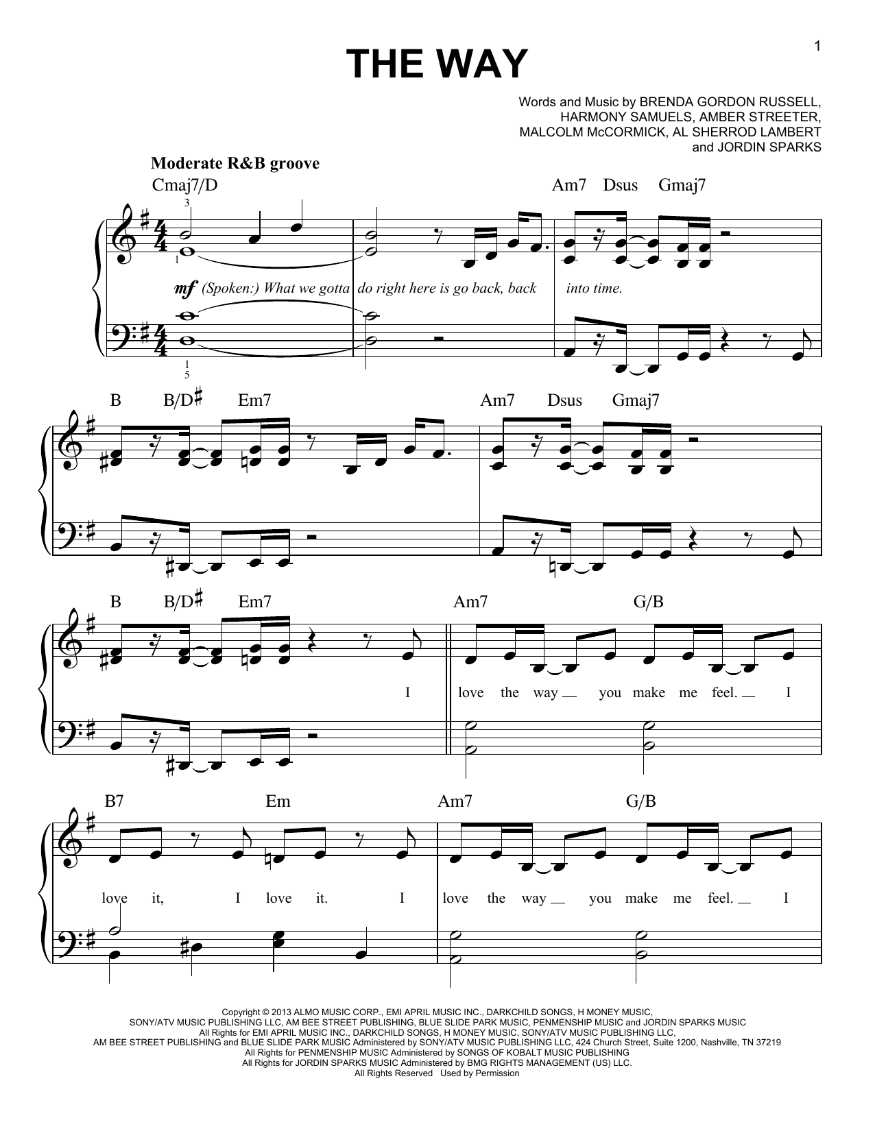 Ariana Grande The Way (feat. Mac Miller) Sheet Music Notes & Chords for Easy Piano - Download or Print PDF
