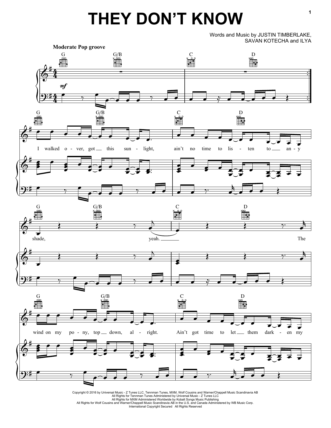 Ariana Grande They Don't Know Sheet Music Notes & Chords for Piano, Vocal & Guitar (Right-Hand Melody) - Download or Print PDF