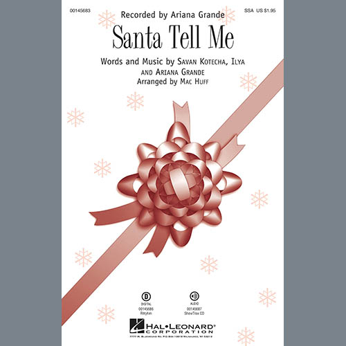Ariana Grande Ariana Grande, Santa Tell Me (Arr. Mac Huff) - Guitar, Choir Instrumental Pak
