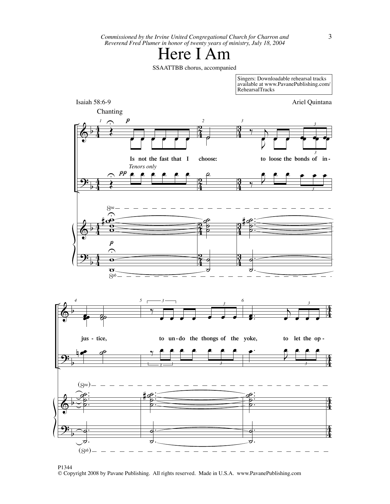 Ariel Quintana Here I Am Sheet Music Notes & Chords for SATB Choir - Download or Print PDF