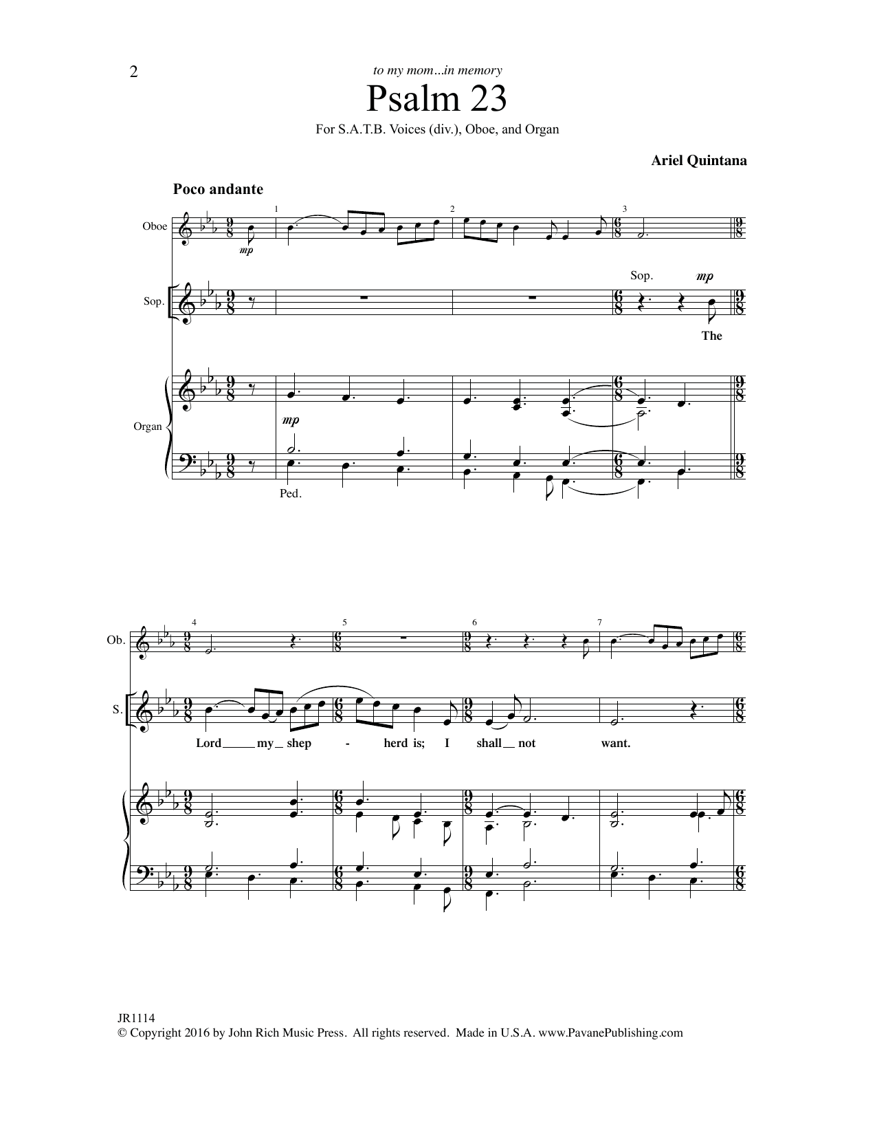 Ariel Quintana Psalm 23 Sheet Music Notes & Chords for Choral - Download or Print PDF
