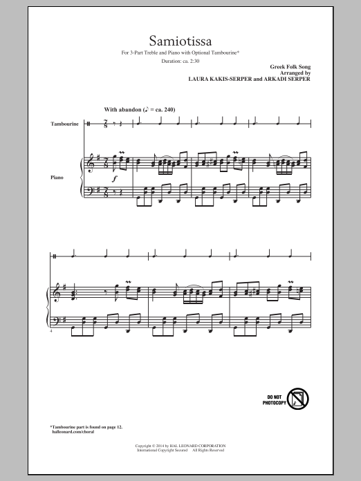 Arkadi Serper Samiotissa Sheet Music Notes & Chords for 3-Part Treble - Download or Print PDF