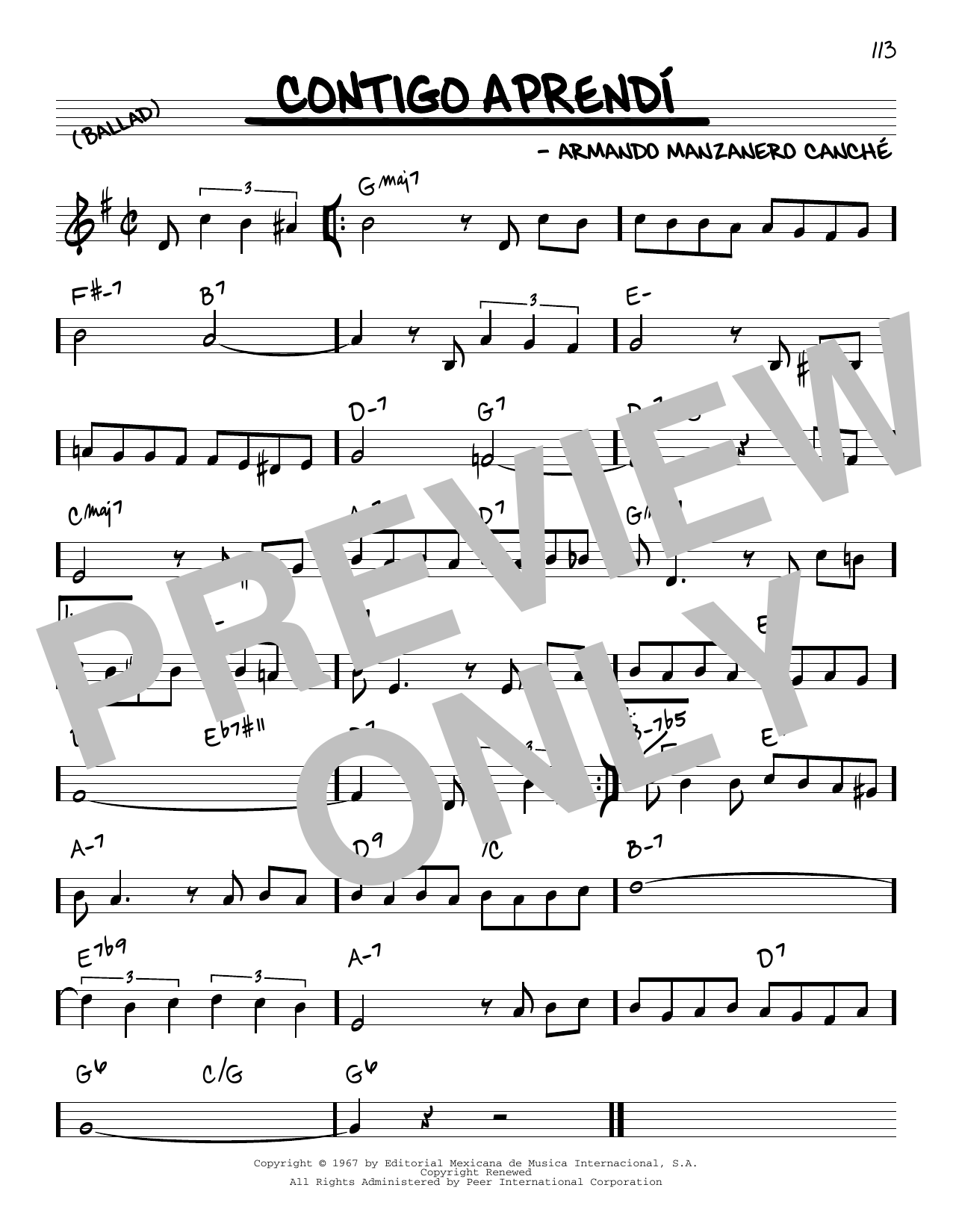 Armando Manzanero Canche Contigo Aprendi Sheet Music Notes & Chords for Piano, Vocal & Guitar Chords (Right-Hand Melody) - Download or Print PDF