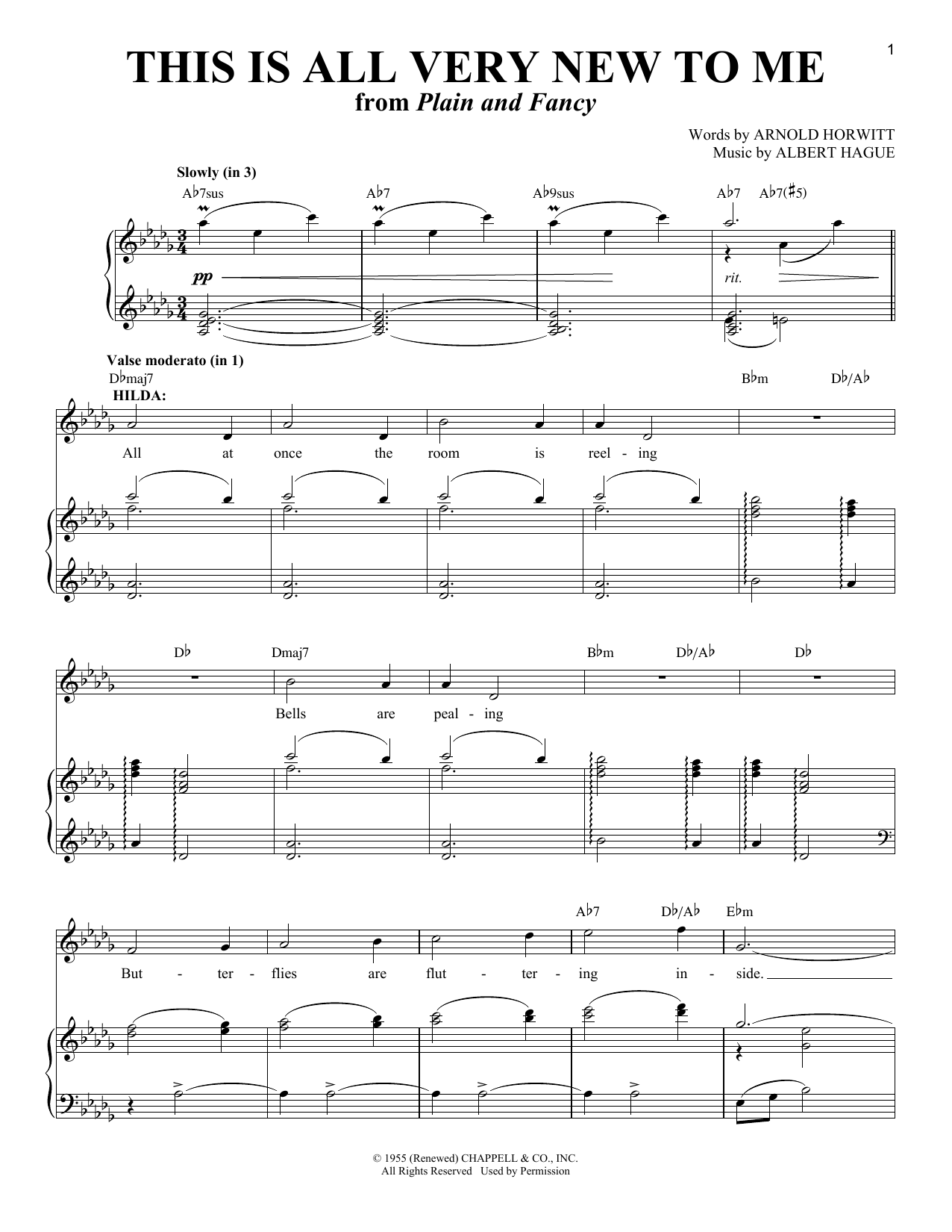 Arnold Horwitt and Albert Hague This Is All Very New To Me (from Plain and Fancy) Sheet Music Notes & Chords for Piano & Vocal - Download or Print PDF