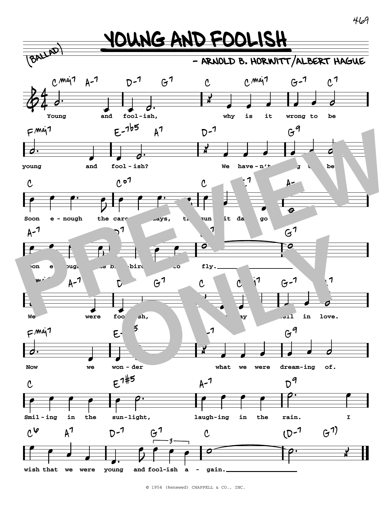 Arnold Horwitt and Albert Hague Young And Foolish (High Voice) (from Plain And Fancy) Sheet Music Notes & Chords for Real Book – Melody, Lyrics & Chords - Download or Print PDF