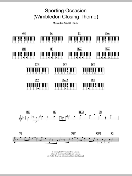 Arnold Steck Sporting Occasion (Wimbledon Closing Theme) Sheet Music Notes & Chords for Piano Chords/Lyrics - Download or Print PDF