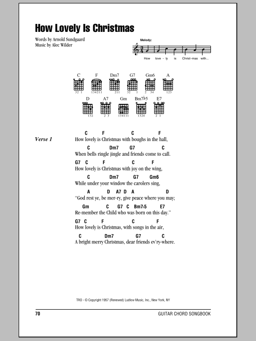 Arnold Sundgaard How Lovely Is Christmas Sheet Music Notes & Chords for Melody Line, Lyrics & Chords - Download or Print PDF