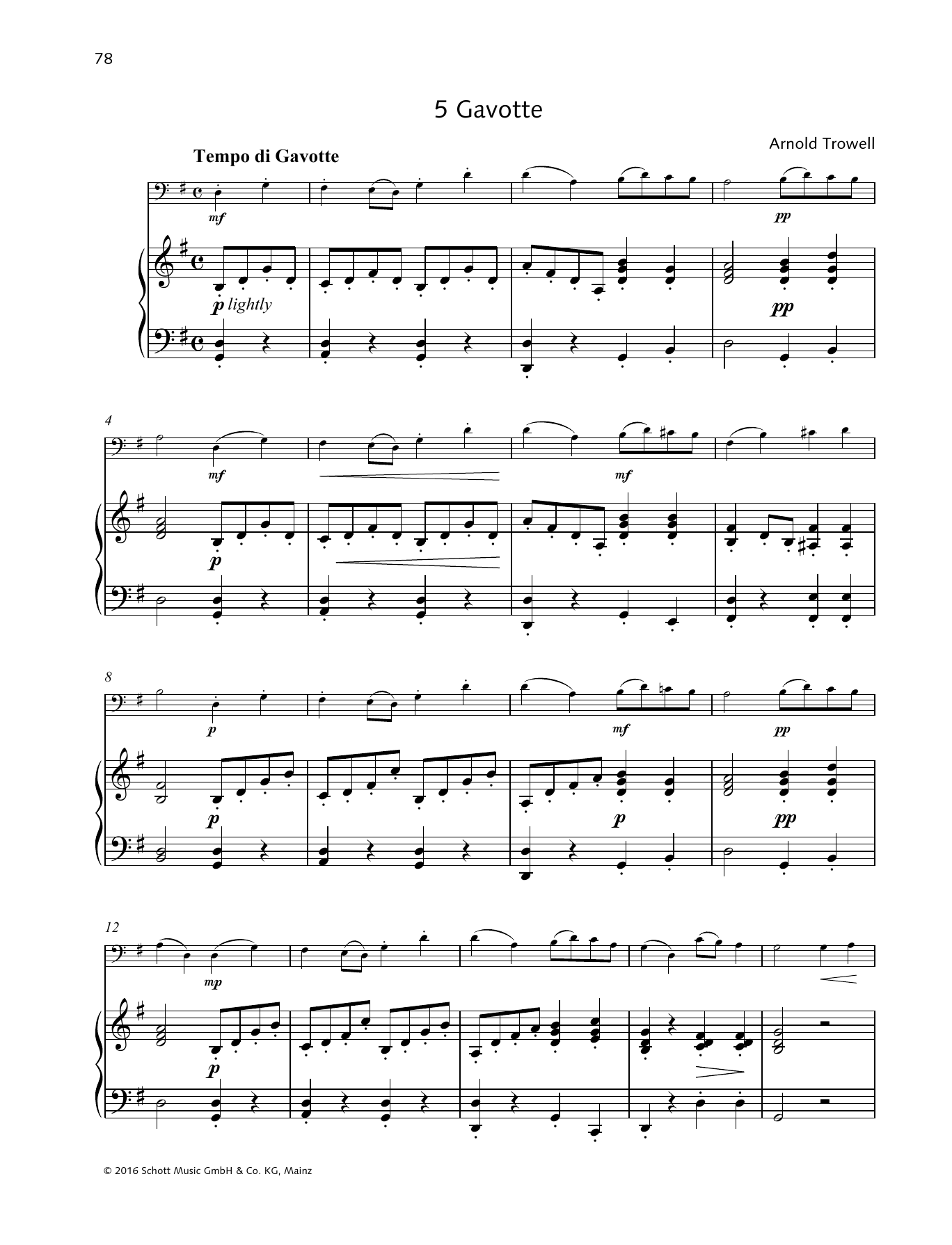 Arnold Trowell Gavotte Sheet Music Notes & Chords for String Solo - Download or Print PDF
