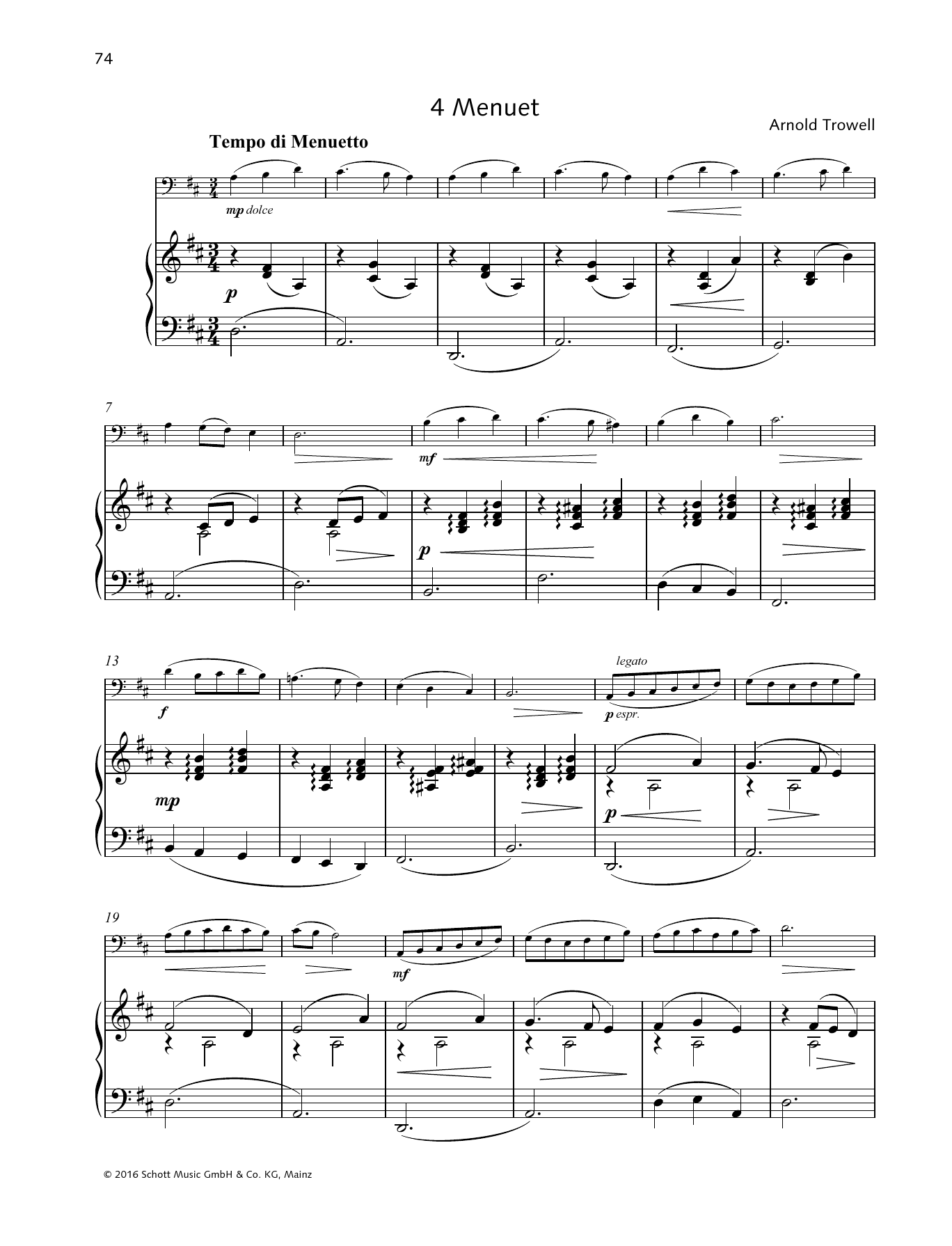 Arnold Trowell Menuet Sheet Music Notes & Chords for String Solo - Download or Print PDF