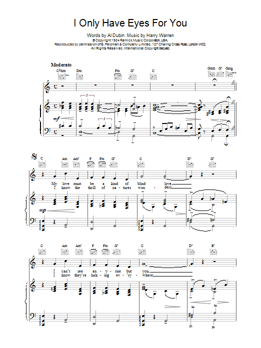 Art Garfunkel I Only Have Eyes For You Sheet Music Notes & Chords for Piano, Vocal & Guitar (Right-Hand Melody) - Download or Print PDF