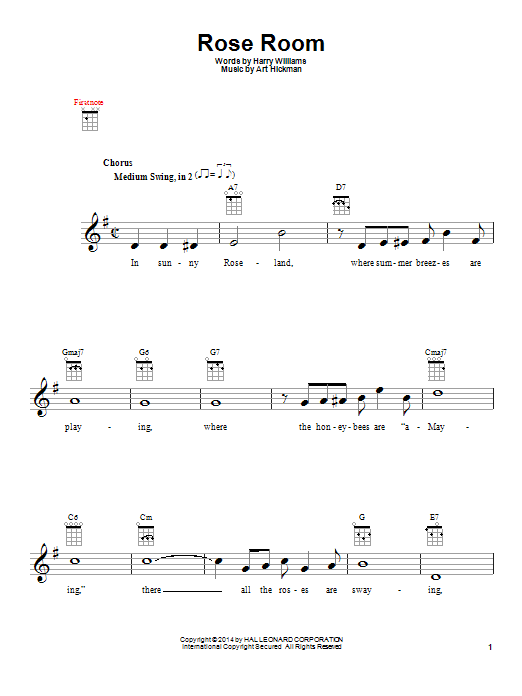 Art Hickman Rose Room Sheet Music Notes & Chords for Ukulele - Download or Print PDF