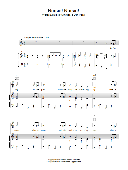 Art Noel Nursie Nursie Sheet Music Notes & Chords for Piano, Vocal & Guitar (Right-Hand Melody) - Download or Print PDF