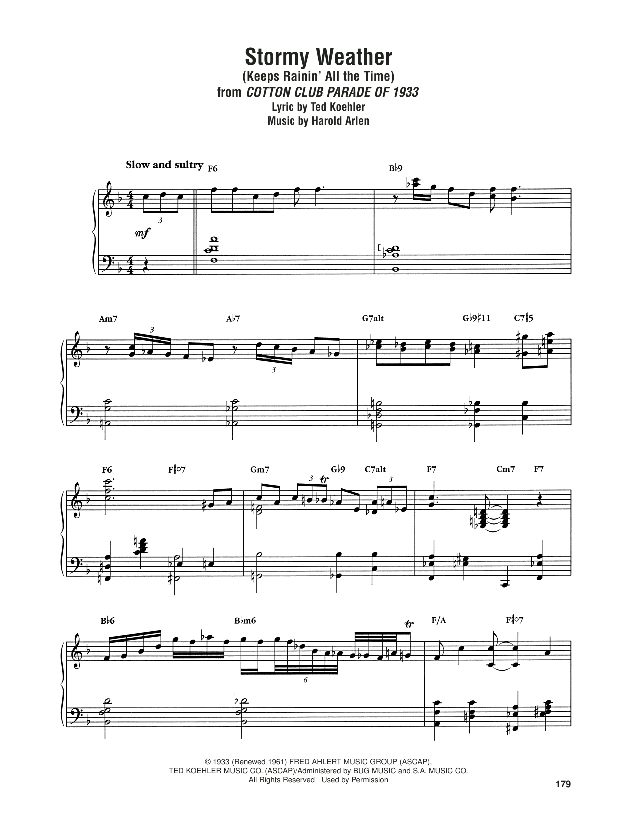 Art Tatum Stormy Weather (Keeps Rainin' All The Time) Sheet Music Notes & Chords for Keyboard Transcription - Download or Print PDF