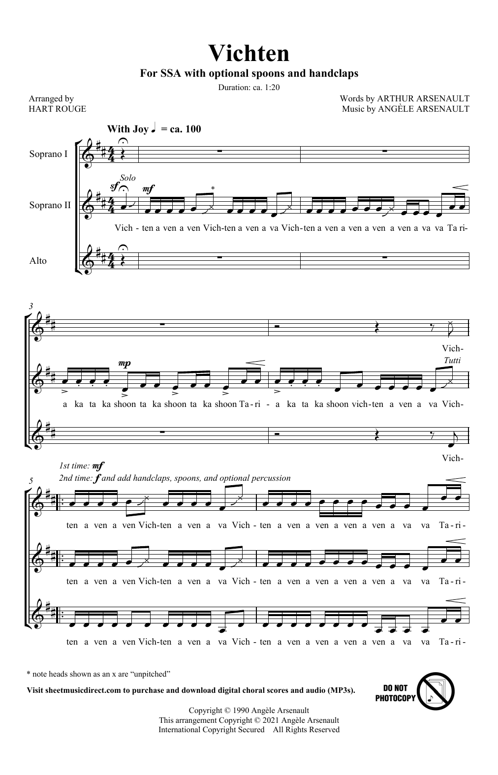 Arthur Arsenault Vichten (arr. Hart Rouge) Sheet Music Notes & Chords for SSA Choir - Download or Print PDF