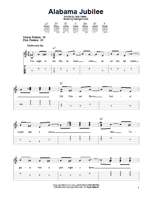 Arthur Collins & Byron Harlan Alabama Jubilee Sheet Music Notes & Chords for Real Book – Melody, Lyrics & Chords - Download or Print PDF