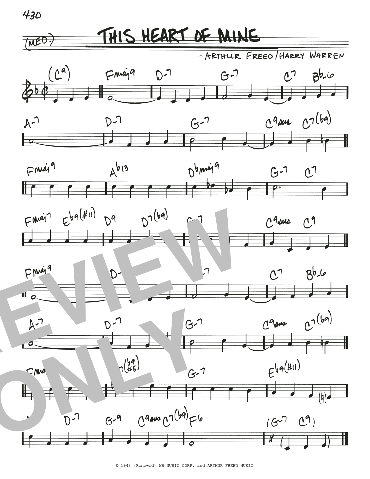 Arthur Freed & Henry Warren This Heart Of Mine Sheet Music Notes & Chords for Real Book – Melody & Chords - Download or Print PDF