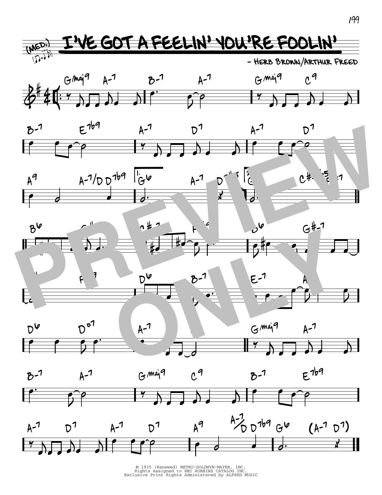 Arthur Freed and Nacio Herb Brown I've Got A Feelin' You're Foolin' Sheet Music Notes & Chords for Real Book – Melody & Chords - Download or Print PDF