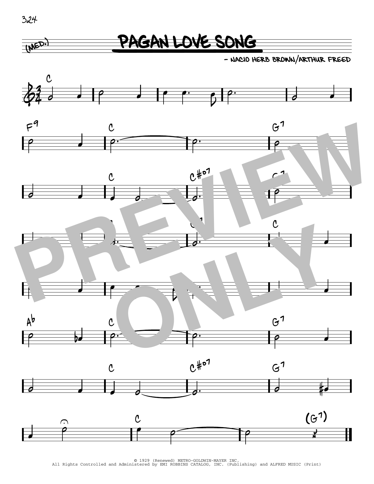 Arthur Freed and Nacio Herb Brown Pagan Love Song Sheet Music Notes & Chords for Real Book – Melody & Chords - Download or Print PDF