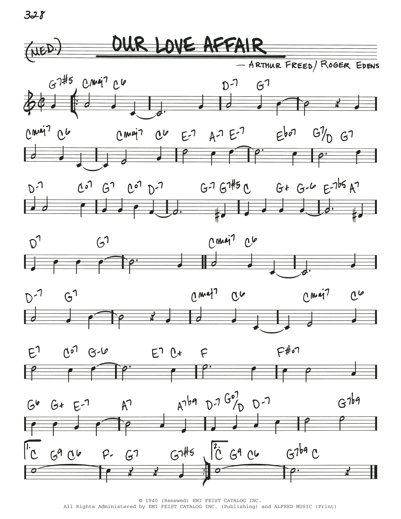Arthur Freed Our Love Affair Sheet Music Notes & Chords for Real Book – Melody & Chords - Download or Print PDF