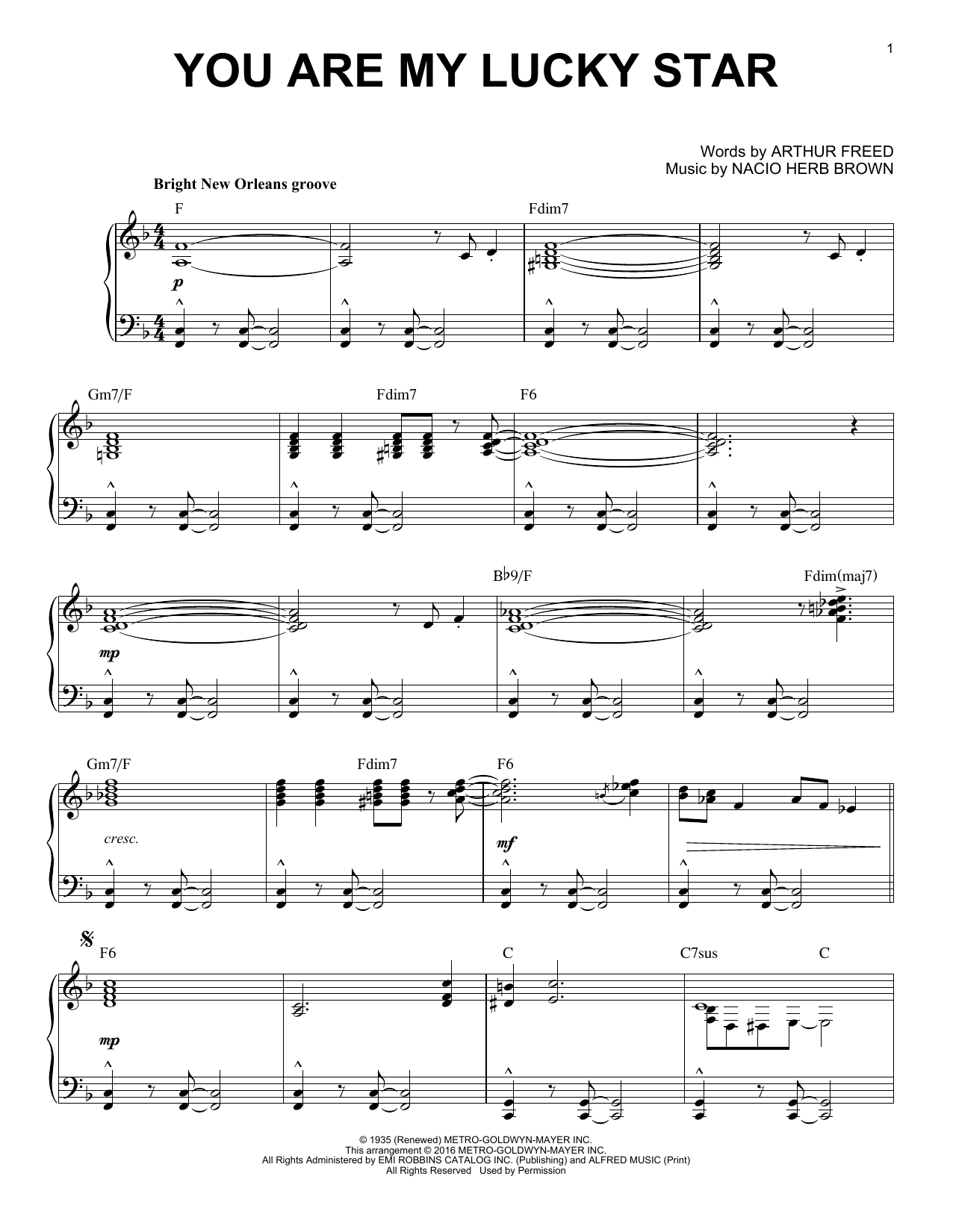 Arthur Freed You Are My Lucky Star [Jazz version] (arr. Brent Edstrom) Sheet Music Notes & Chords for Piano - Download or Print PDF
