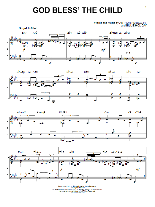 Arthur Herzog Jr. God Bless' The Child [Jazz version] (arr. Brent Edstrom) Sheet Music Notes & Chords for Piano - Download or Print PDF
