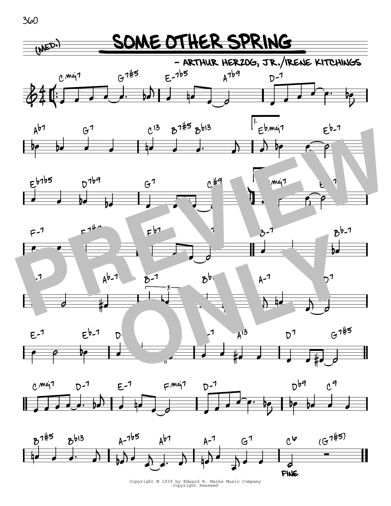 Arthur Herzog Jr. Some Other Spring [Reharmonized version] (arr. Jack Grassel) Sheet Music Notes & Chords for Real Book – Melody & Chords - Download or Print PDF