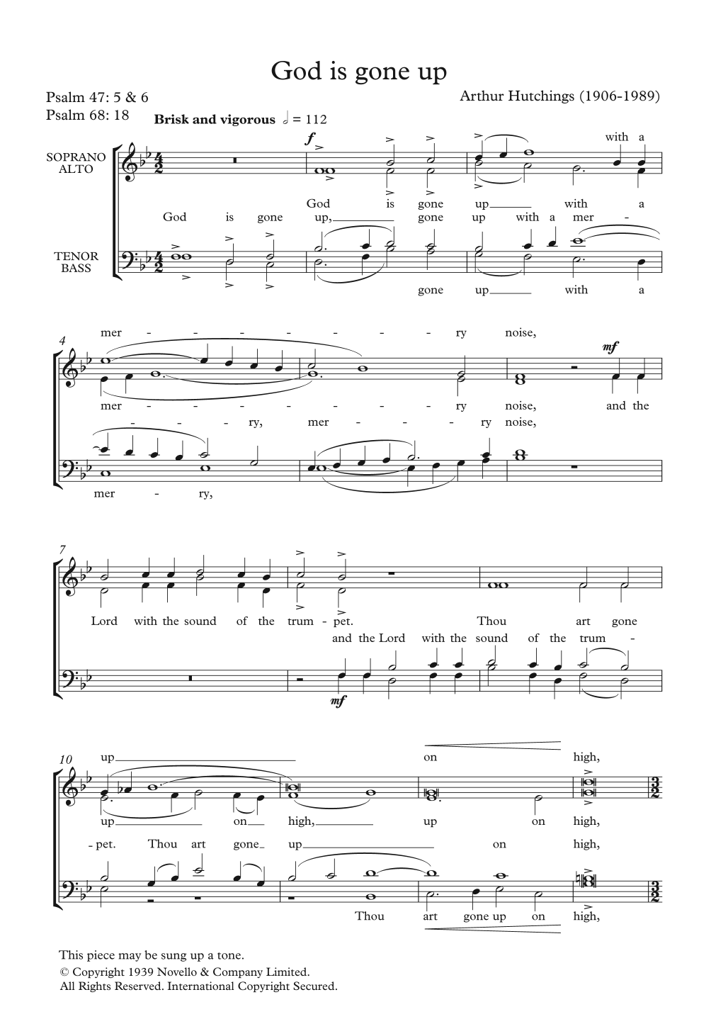 Arthur Hutchings God Is Gone Up Sheet Music Notes & Chords for SATB - Download or Print PDF