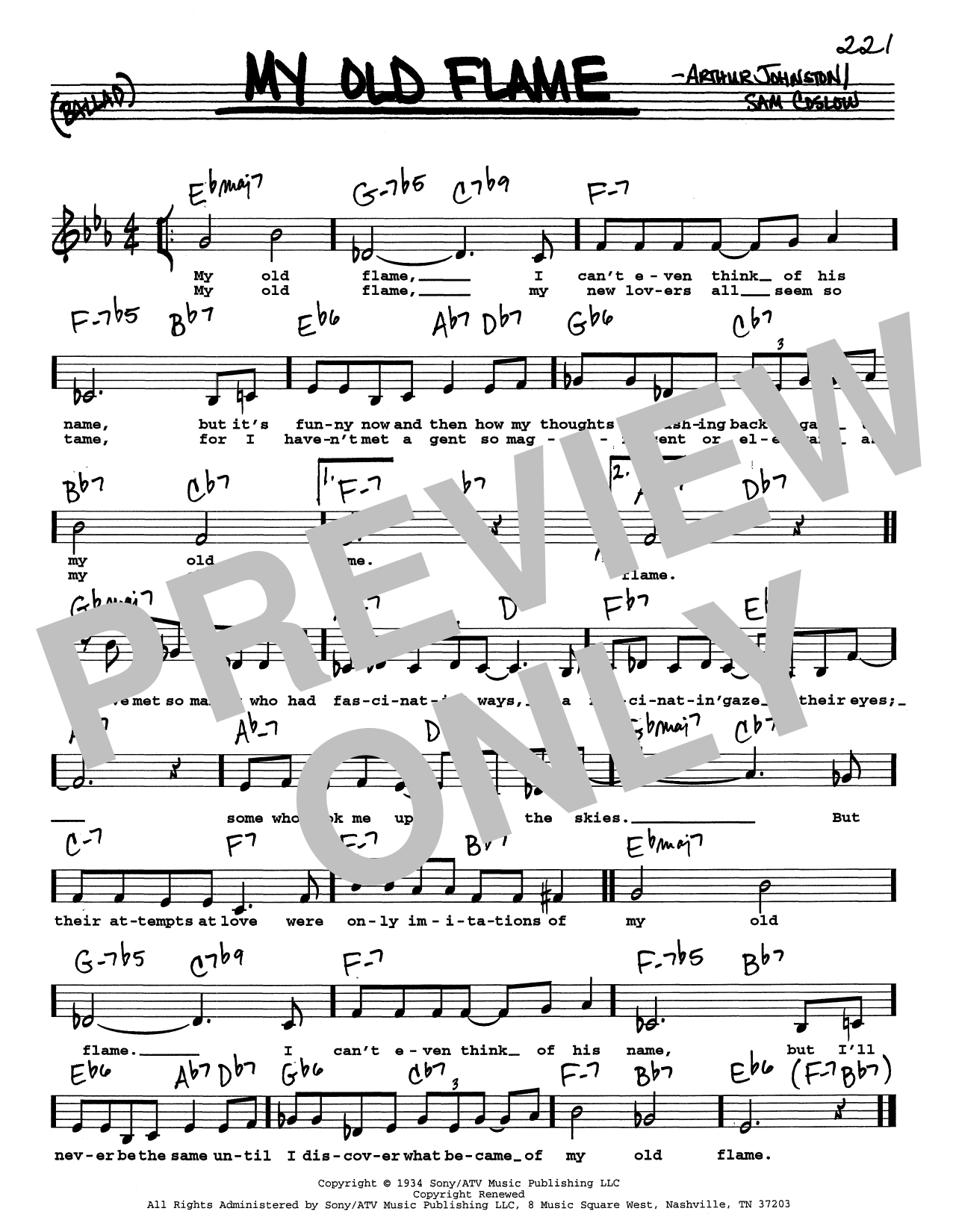 Arthur Johnston My Old Flame (Low Voice) Sheet Music Notes & Chords for Real Book – Melody, Lyrics & Chords - Download or Print PDF