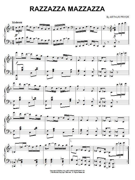 Arthur Pryor Razzazza Mazzazza Sheet Music Notes & Chords for Piano - Download or Print PDF