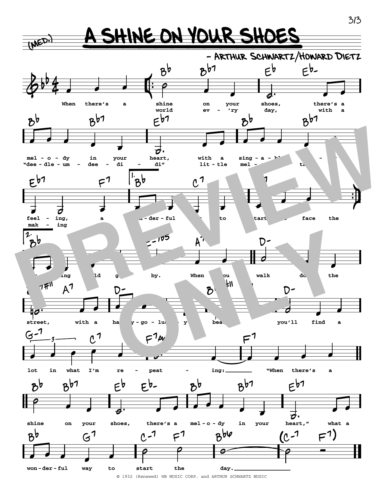 Arthur Schwartz A Shine On Your Shoes (Low Voice) Sheet Music Notes & Chords for Real Book – Melody, Lyrics & Chords - Download or Print PDF