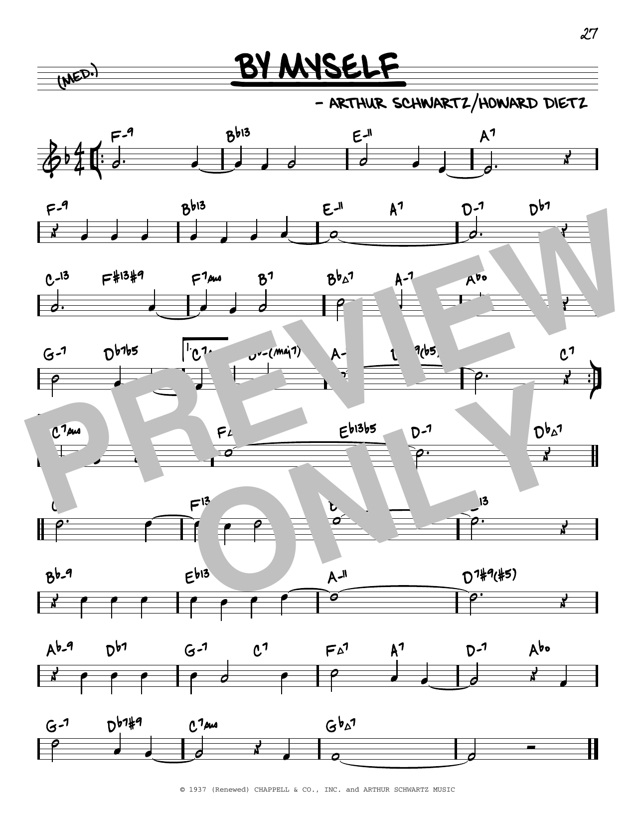 Arthur Schwartz By Myself (arr. David Hazeltine) Sheet Music Notes & Chords for Real Book – Enhanced Chords - Download or Print PDF