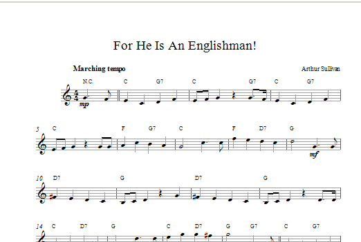 Arthur Seymour Sullivan For He Is An Englishman Sheet Music Notes & Chords for Melody Line & Chords - Download or Print PDF