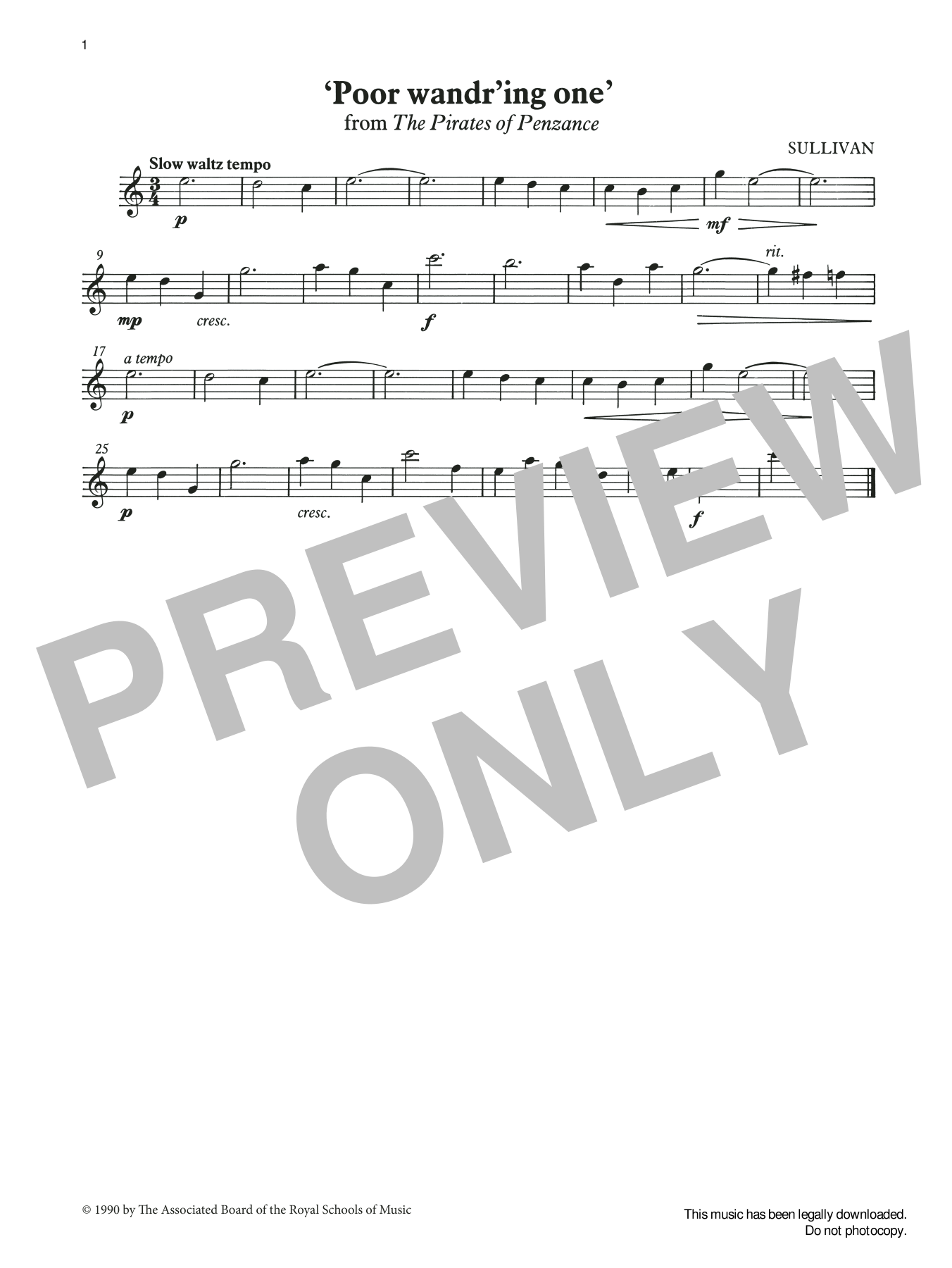 Arthur Sullivan Poor wandr'ing one from Graded Music for Tuned Percussion, Book I Sheet Music Notes & Chords for Percussion Solo - Download or Print PDF