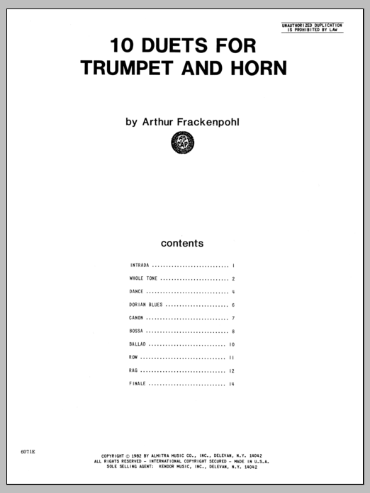 10 Duets For Trumpet And Horn sheet music