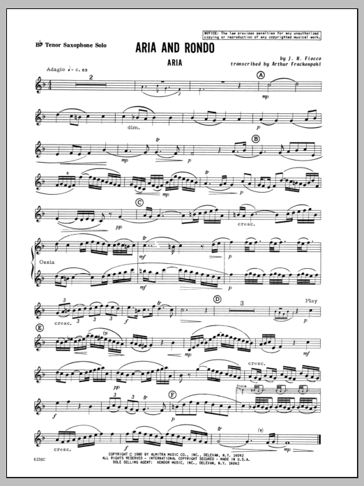 Aria And Rondo - Tenor Sax sheet music