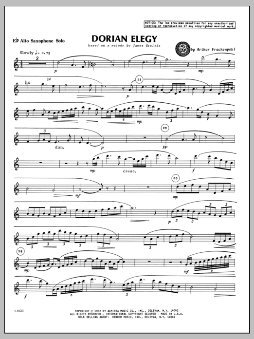 Dorian Elegy - Alto Sax sheet music