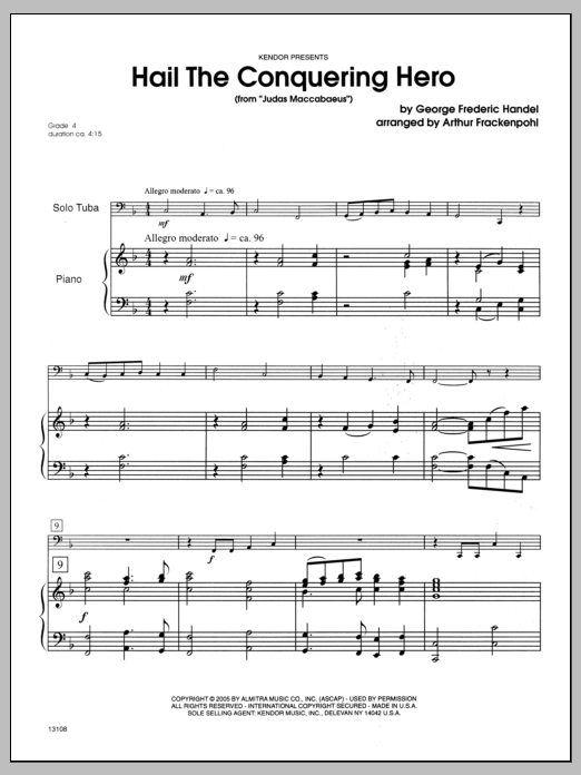 Hail The Conquering Hero (from 'Judas Maccabaeus') - Piano sheet music