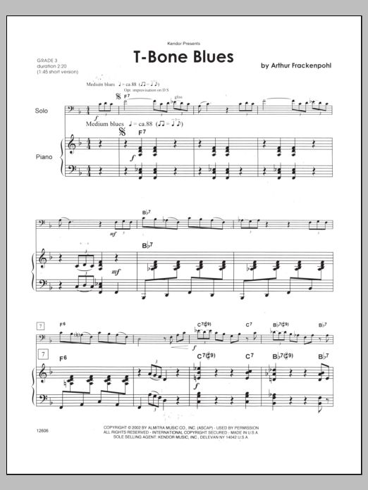 T-bone Blues - Piano sheet music