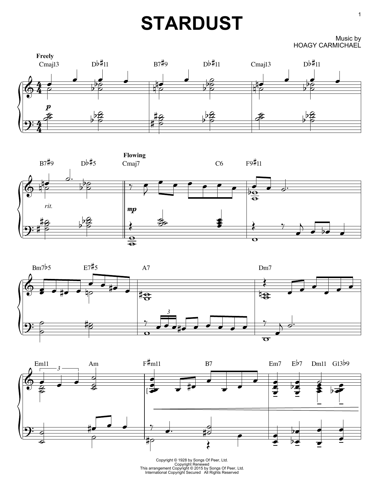 Artie Shaw Stardust [Jazz version] (arr. Brent Edstrom) Sheet Music Notes & Chords for Piano - Download or Print PDF