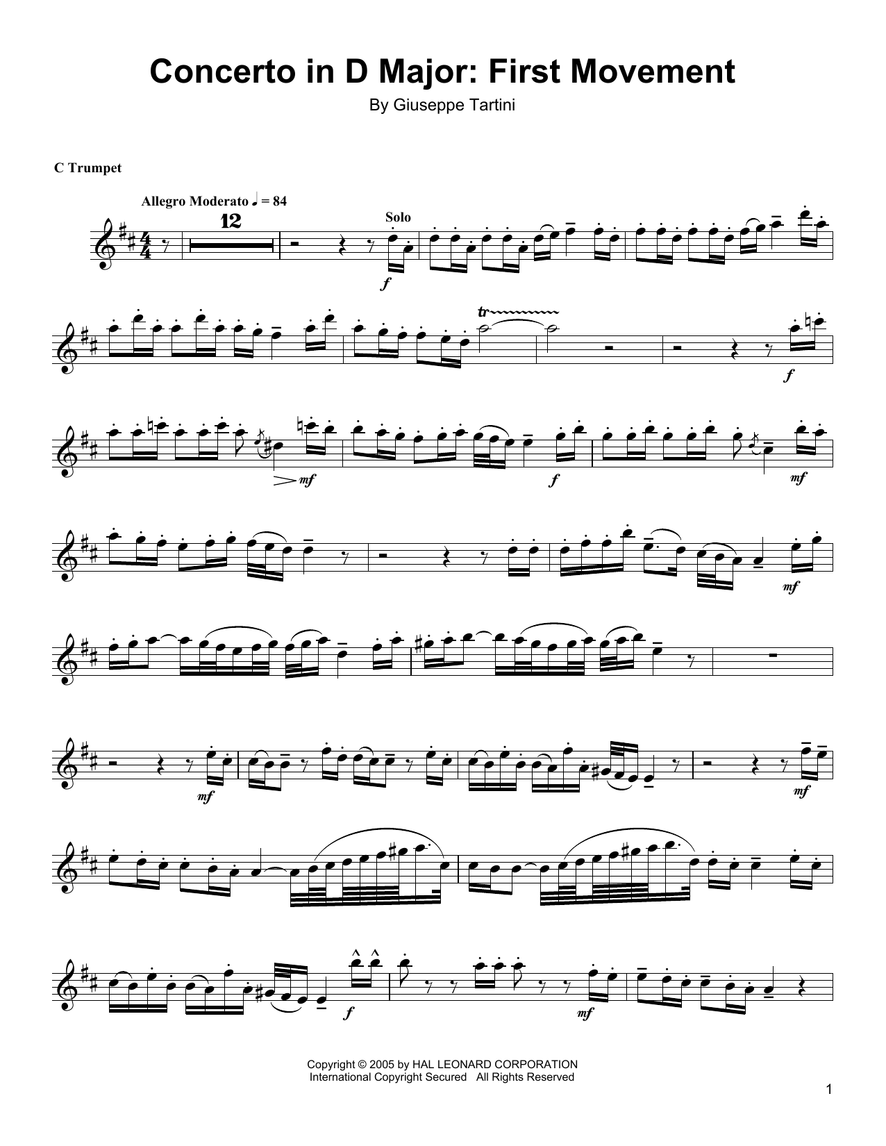 Arturo Sandoval Concerto In D Major: First Movement Sheet Music Notes & Chords for Trumpet Transcription - Download or Print PDF