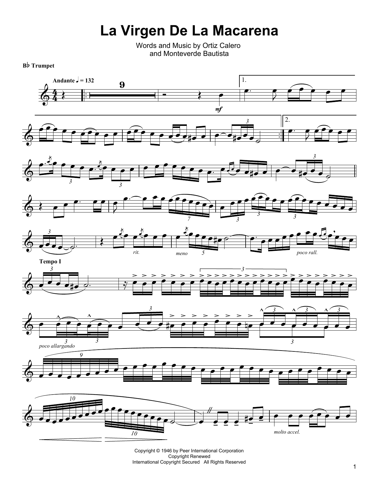 Arturo Sandoval La Virgen De La Macarena Sheet Music Notes & Chords for Trumpet Transcription - Download or Print PDF