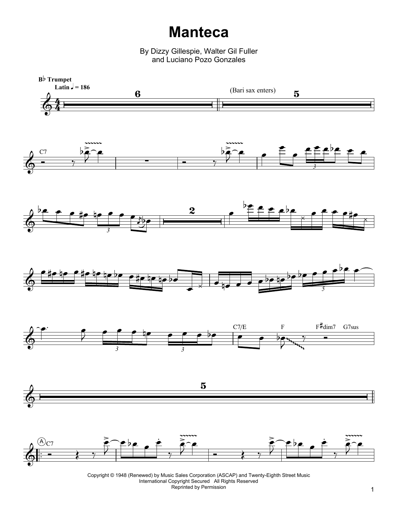 Arturo Sandoval Manteca Sheet Music Notes & Chords for Trumpet Transcription - Download or Print PDF