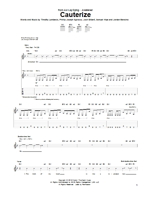 As I Lay Dying Cauterize Sheet Music Notes & Chords for Guitar Tab - Download or Print PDF