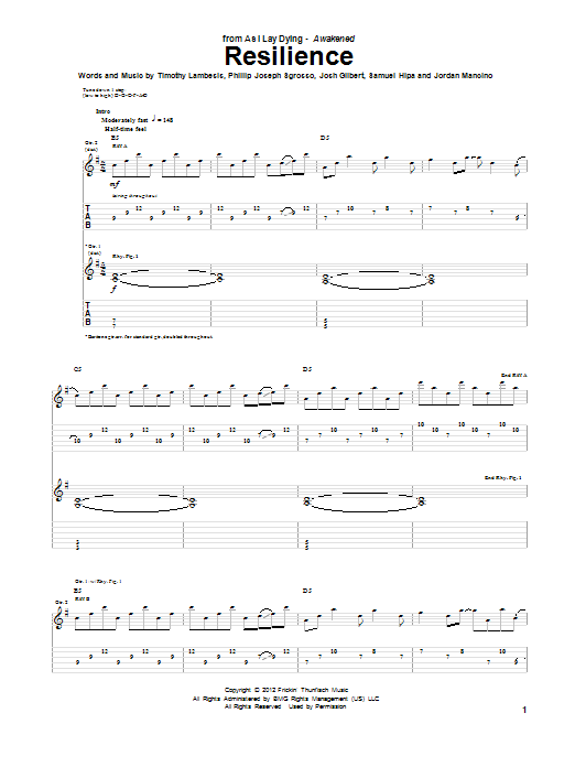 As I Lay Dying Resilience Sheet Music Notes & Chords for Guitar Tab - Download or Print PDF