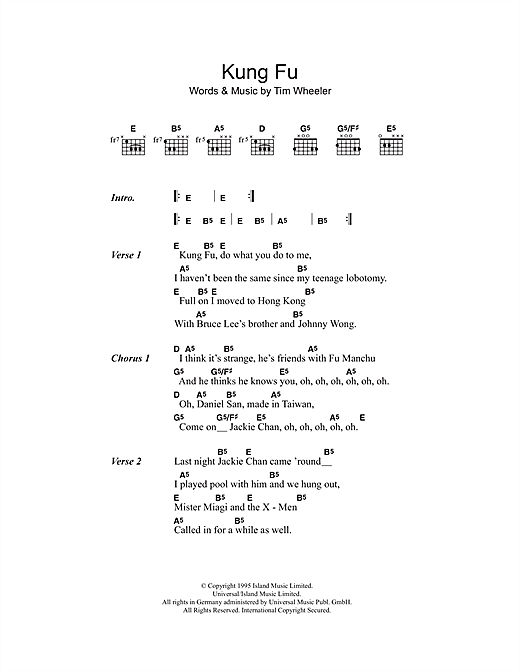 Preview Ash Kung Fu Pop sheet music, notes and chords for Guitar Tab, SKU: 22812 Kung Fu sheet music