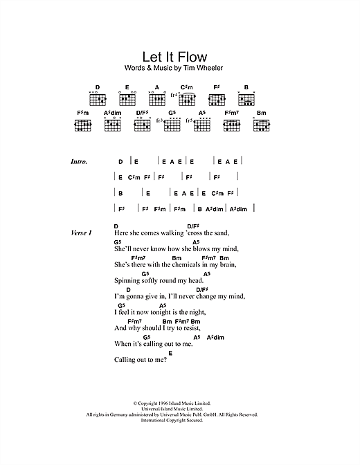 Preview Ash Let It Flow Pop sheet music, notes and chords for Piano, Vocal & Guitar (Right-Hand Melody), SKU: 15118 sheet music, piano notes, chords, guitar tabs, score, transpose, transcribe, how to play, guide, download, learn, tutorial, progression, song, artist, awards, billboard, mtv, vh1, tour, single, album, release