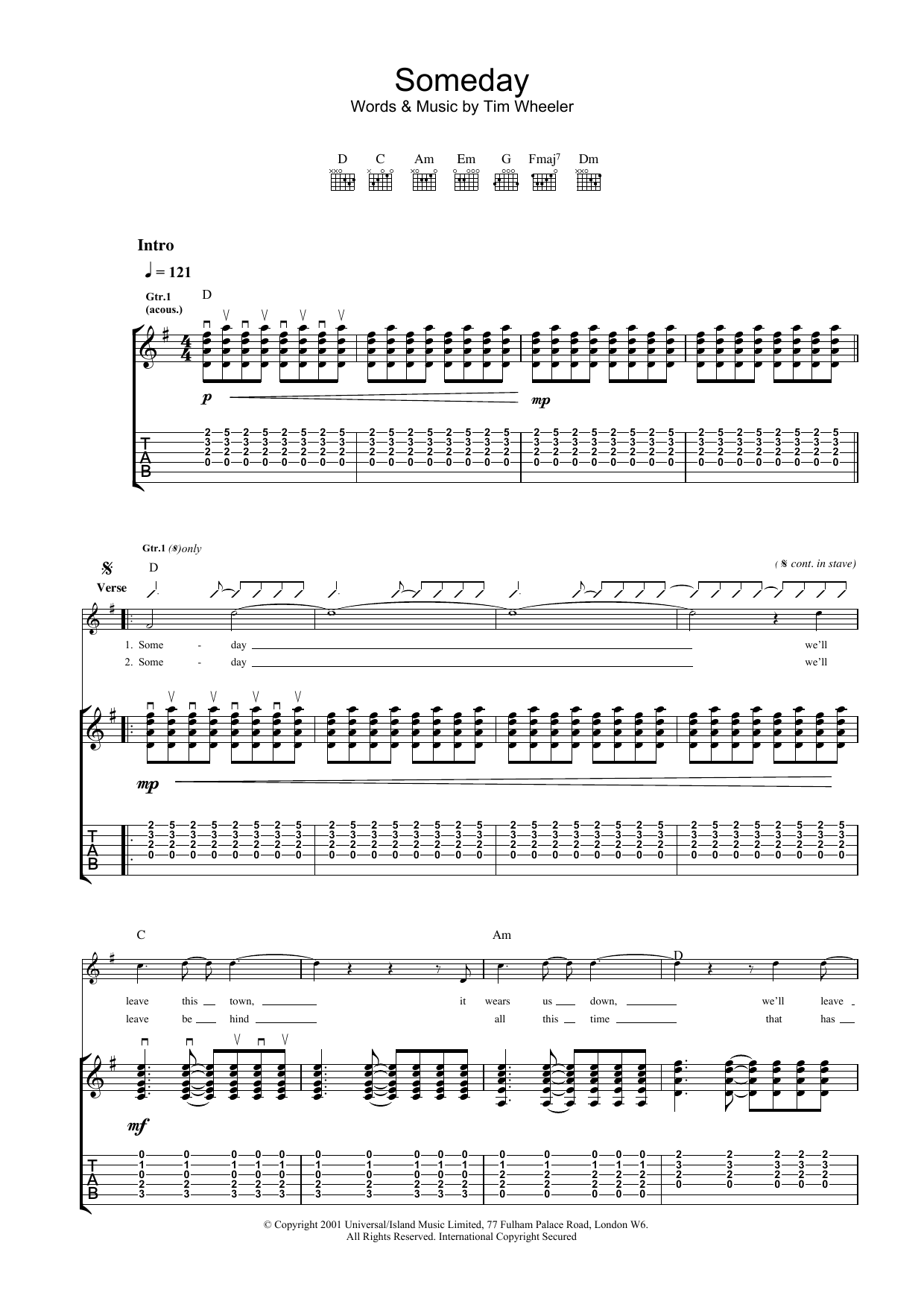 Ash Someday Sheet Music Notes & Chords for Guitar Tab - Download or Print PDF